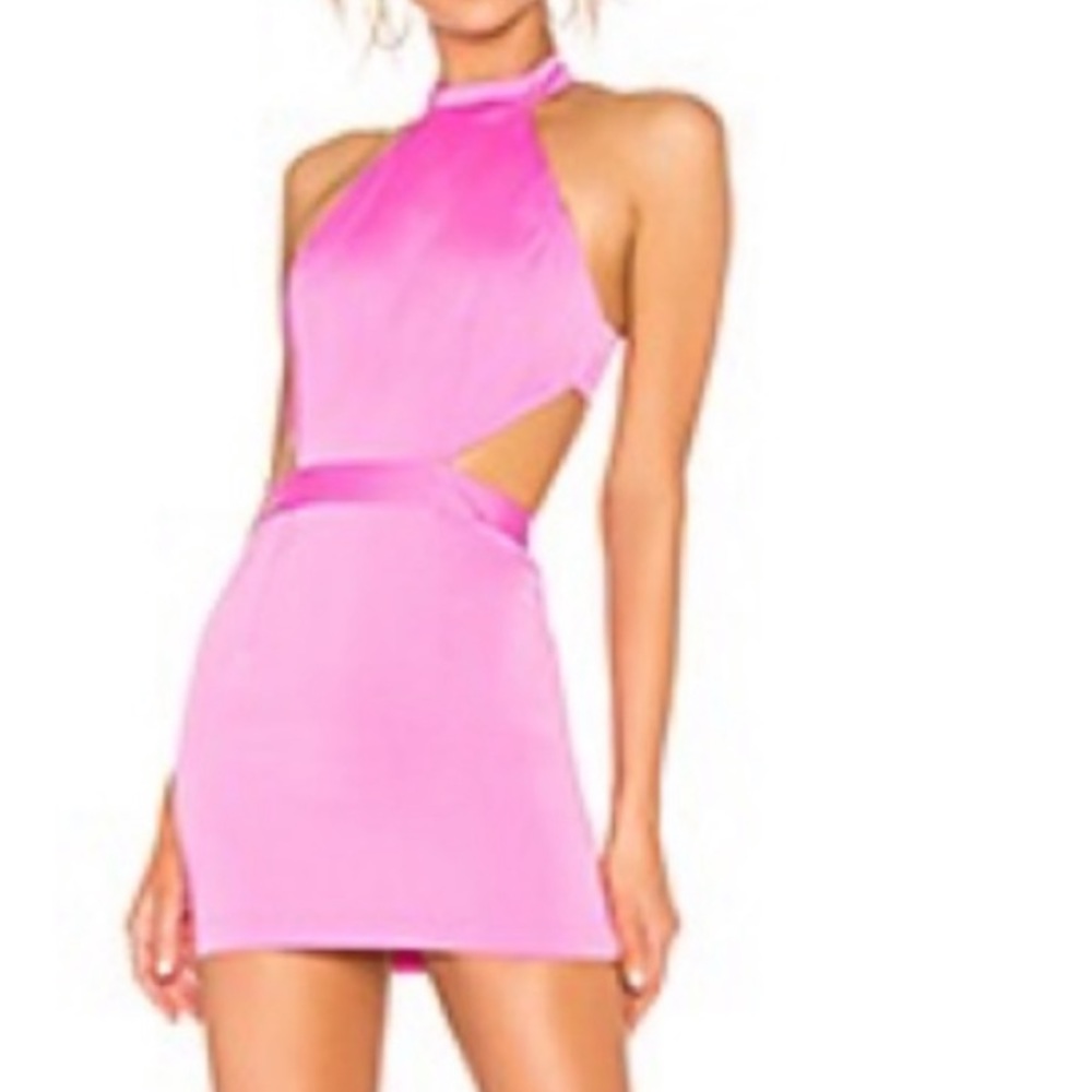 revolve x NBD silk pink cutout mini dress